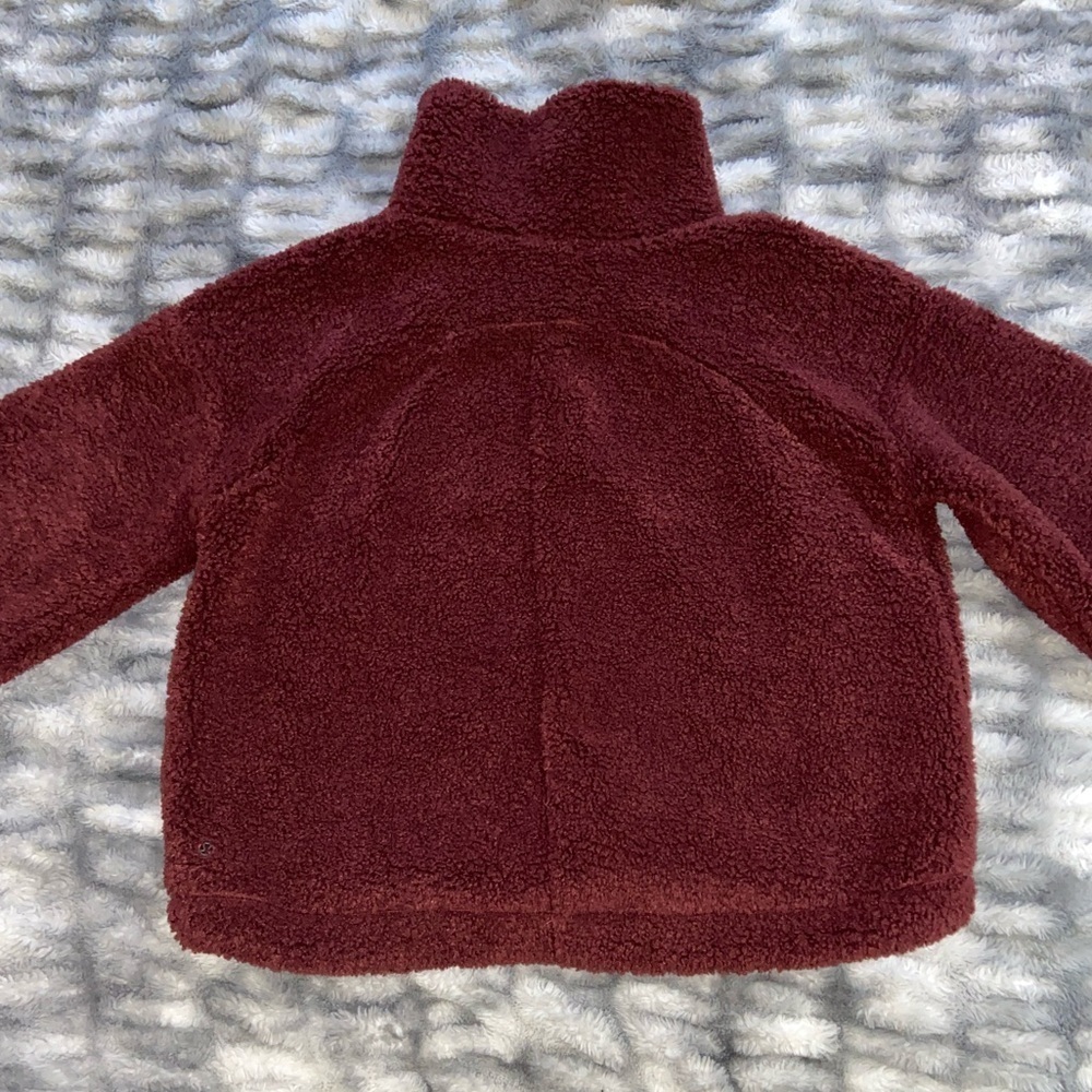 Lululemon Cinchable fleece zip up size 8 red merlot - Picture 6 of 15